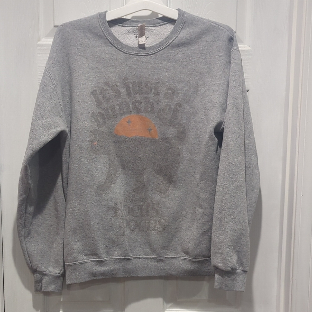 Jerzees Gray Graphic Crewneck Sweater, Medium